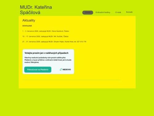 Praktický lékař pro dospělé - MUDr. Kateřina Spáčilová