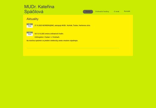Zobrazit webové stránky Praktický lékař pro dospělé - MUDr. Kateřina Spáčilová