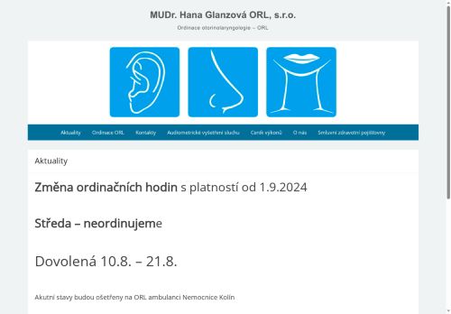 Zobrazit webové stránky ORL ambulance - MUDr. Hana Glanzová