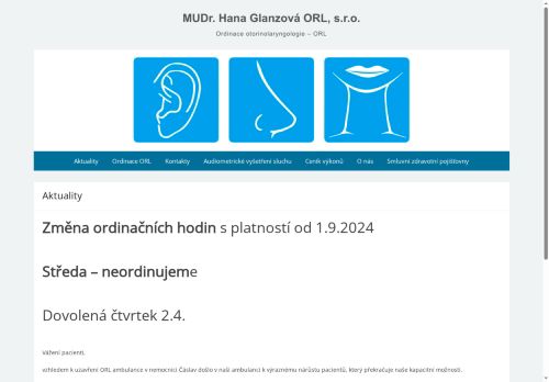 Zobrazit webové stránky ORL ambulance - MUDr. Hana Glanzová