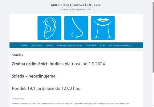 Zobrazit webové stránky ORL ambulance - MUDr. Hana Glanzová