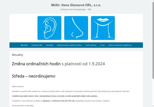 Zobrazit webové stránky ORL ambulance - MUDr. Hana Glanzová