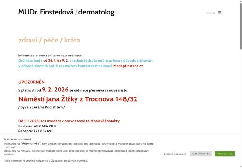 Zobrazit webové stránky Dermatologie - MUDr. Marie Finsterlová