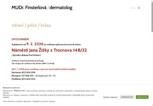 Zobrazit webové stránky Dermatologie - MUDr. Marie Finsterlová