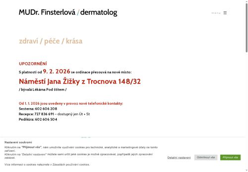 Zobrazit webové stránky Dermatologie - MUDr. Marie Finsterlová
