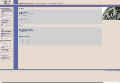Zobrazit webové stránky Ultrazvuk a RTG - Poliklinika Čáslav - MUDr. Vít Vrša, MUDr. Katarína Psotná