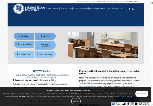 Webové stránky Střední škola, Rokycany, Jeřabinová 96/III, Rokycany