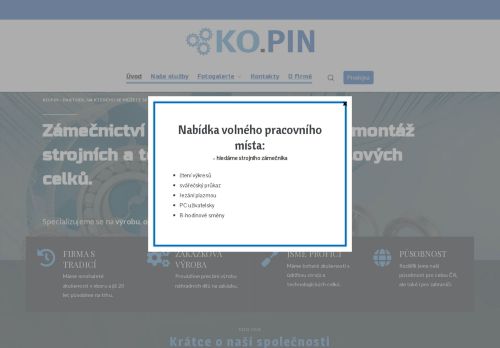 KO.PIN, s.r.o. nabízí práci na pozici Seřizovači a obsluha obráběcích strojů (kromě dřevoobráběcích) v obci Znojmo