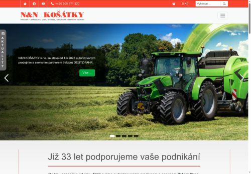 N&N KOŠÁTKY s.r.o. nabízí práci na pozici Servisní technik, opravář zemědělských strojů v obci Kropáčova Vrutice