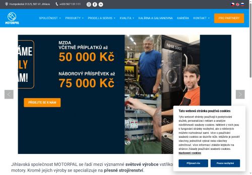 MOTORPAL, a.s. nabízí práci na pozici ELEKTRONIK (M/Ž) - náborový příspěvek až 100 000 Kč v obci Jemnice