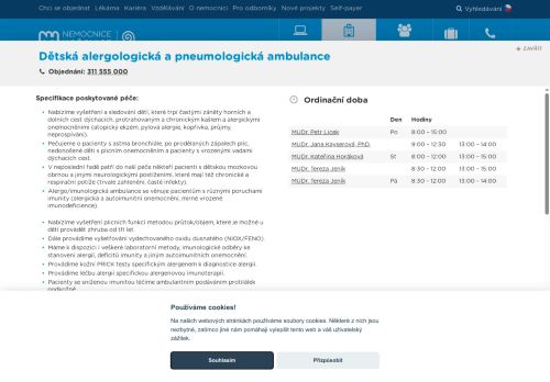 Zobrazit webové stránky Dětská alergologická a pneumologická ambulance - Nemocnice Hořovice