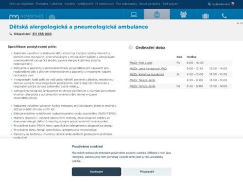 Dětská alergologická a pneumologická ambulance - Nemocnice Hořovice