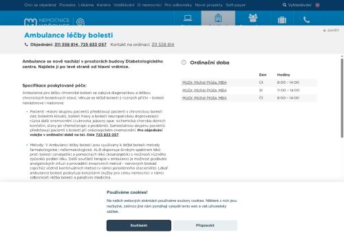 Zobrazit webové stránky Ambulance léčby bolesti - Nemocnice Hořovice