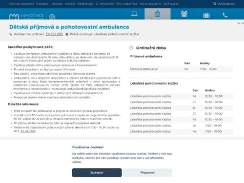 Dětská příjmová a pohotovostní ambulance - Nemocnice Hořovice