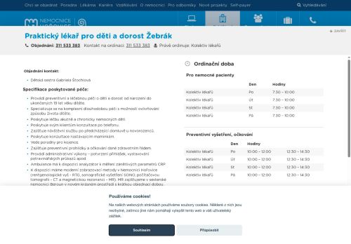 Zobrazit webové stránky Praktický lékař pro děti a dorost - Nemocnice Hořovice - ordinace Žebrák