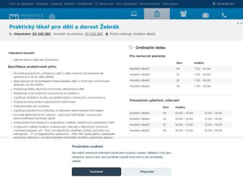 Praktický lékař pro děti a dorost - Nemocnice Hořovice - ordinace Žebrák