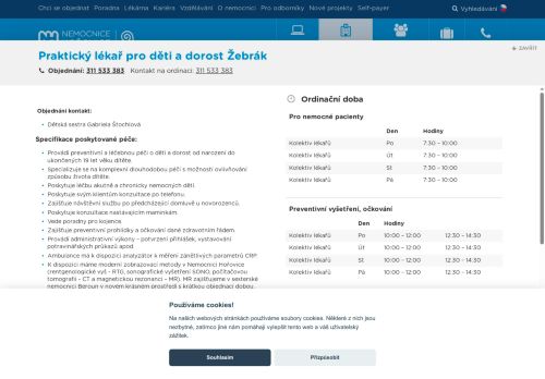 Zobrazit webové stránky Praktický lékař pro děti a dorost - Nemocnice Hořovice - ordinace Žebrák