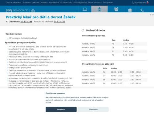 Praktický lékař pro děti a dorost - Nemocnice Hořovice - ordinace Žebrák