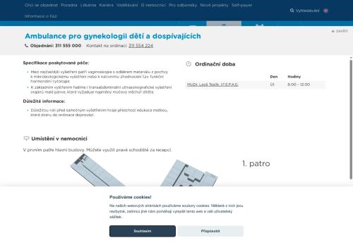 Zobrazit webové stránky Ambulance pro gynekologii dětí a dospívajících - Nemocnice Hořovice