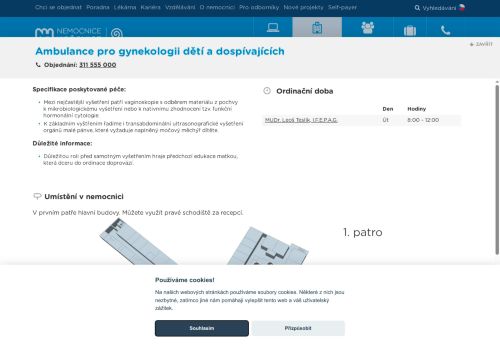 Zobrazit webové stránky Ambulance pro gynekologii dětí a dospívajících - Nemocnice Hořovice