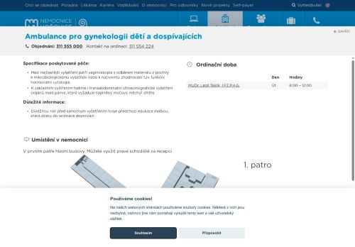 Zobrazit webové stránky Ambulance pro gynekologii dětí a dospívajících - Nemocnice Hořovice