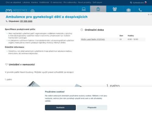 Ambulance pro gynekologii dětí a dospívajících - Nemocnice Hořovice