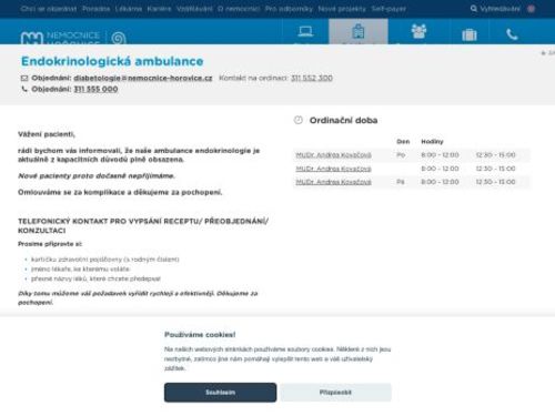 Endokrinologická ambulance - Nemocnice Hořovice