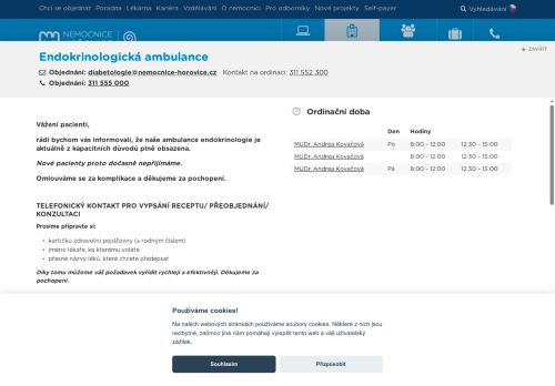 Zobrazit webové stránky Endokrinologická ambulance - Nemocnice Hořovice