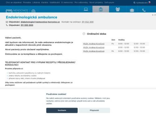 Endokrinologická ambulance - Nemocnice Hořovice