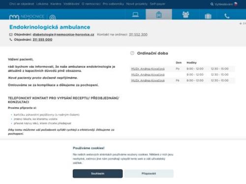 Endokrinologická ambulance - Nemocnice Hořovice