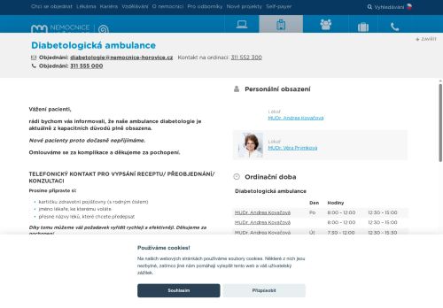 Zobrazit webové stránky Diabetologická ambulance - Nemocnice Hořovice