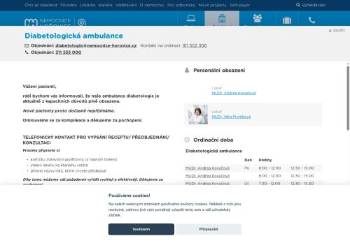 Zobrazit webové stránky Diabetologická ambulance - Nemocnice Hořovice