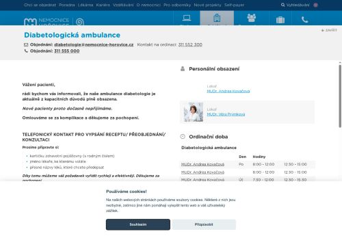 Zobrazit webové stránky Diabetologická ambulance - Nemocnice Hořovice
