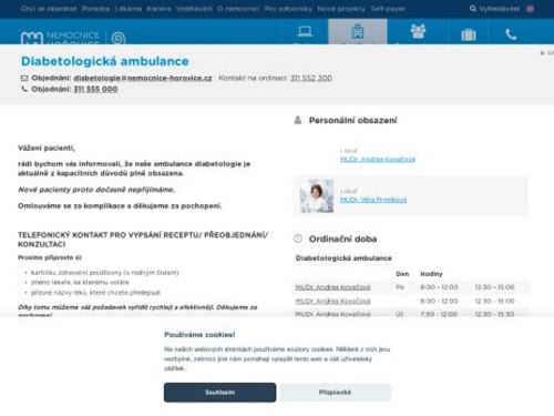 Diabetologická ambulance - Nemocnice Hořovice
