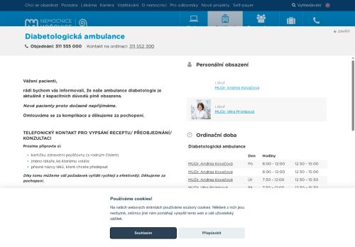 Zobrazit webové stránky Diabetologická ambulance - Nemocnice Hořovice