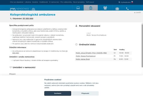 Zobrazit webové stránky Koloproktologická ambulance - Nemocnice Hořovice