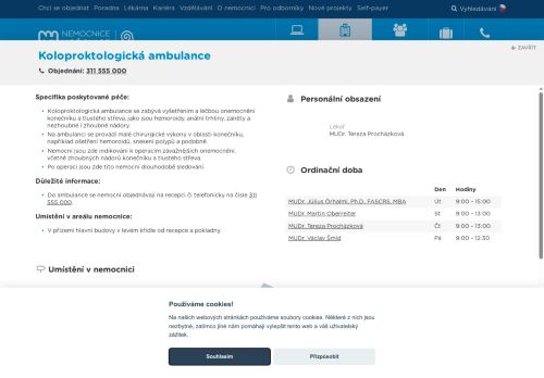 Zobrazit webové stránky Koloproktologická ambulance - Nemocnice Hořovice