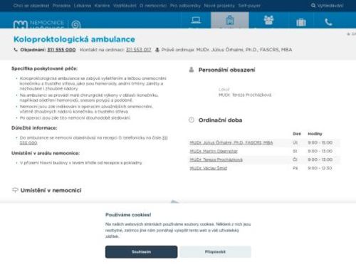 Koloproktologická ambulance - Nemocnice Hořovice