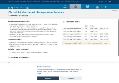 Zobrazit webové stránky Chronická všeobecná chirurgická ambulance - Nemocnice Hořovice