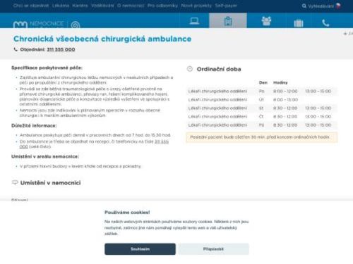 Chronická všeobecná chirurgická ambulance - Nemocnice Hořovice