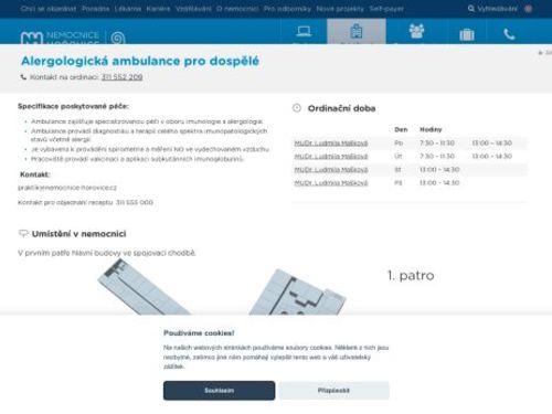Alergologická ambulance pro dospělé - Nemocnice Hořovice