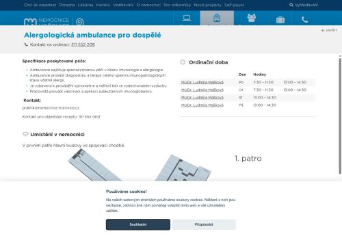 Zobrazit webové stránky Alergologická ambulance pro dospělé - Nemocnice Hořovice