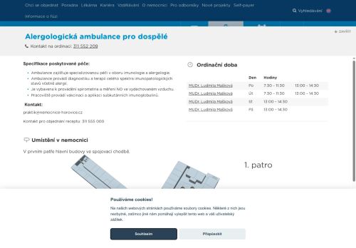 Zobrazit webové stránky Alergologická ambulance pro dospělé - Nemocnice Hořovice