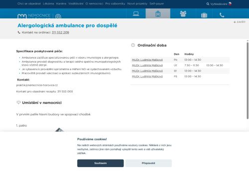 Zobrazit webové stránky Alergologická ambulance pro dospělé - Nemocnice Hořovice