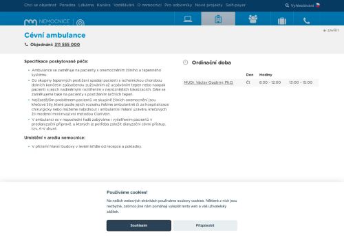Zobrazit webové stránky Cévní ambulance - Nemocnice Hořovice