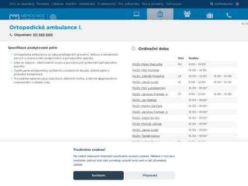 Ortopedická ambulance I. - Nemocnice Hořovice
