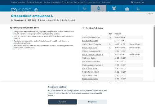 Zobrazit webové stránky Ortopedická ambulance I. - Nemocnice Hořovice