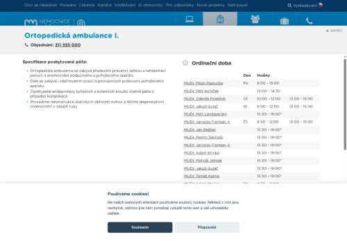 Zobrazit webové stránky Ortopedická ambulance I. - Nemocnice Hořovice