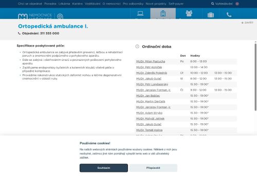 Zobrazit webové stránky Ortopedická ambulance I. - Nemocnice Hořovice
