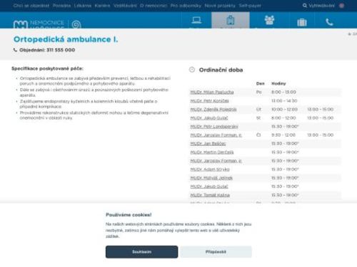 Ortopedická ambulance I. - Nemocnice Hořovice